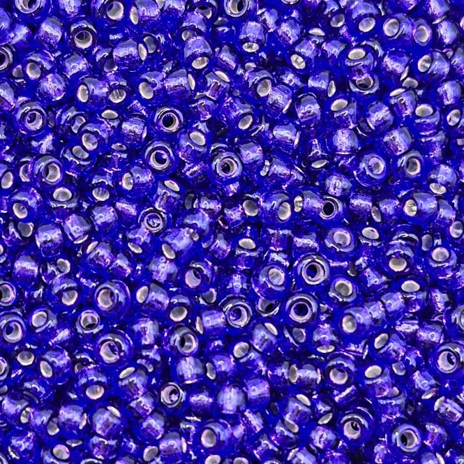  Seed Beads 11/0 - Dyed Red Silver Lined Violet - 10g