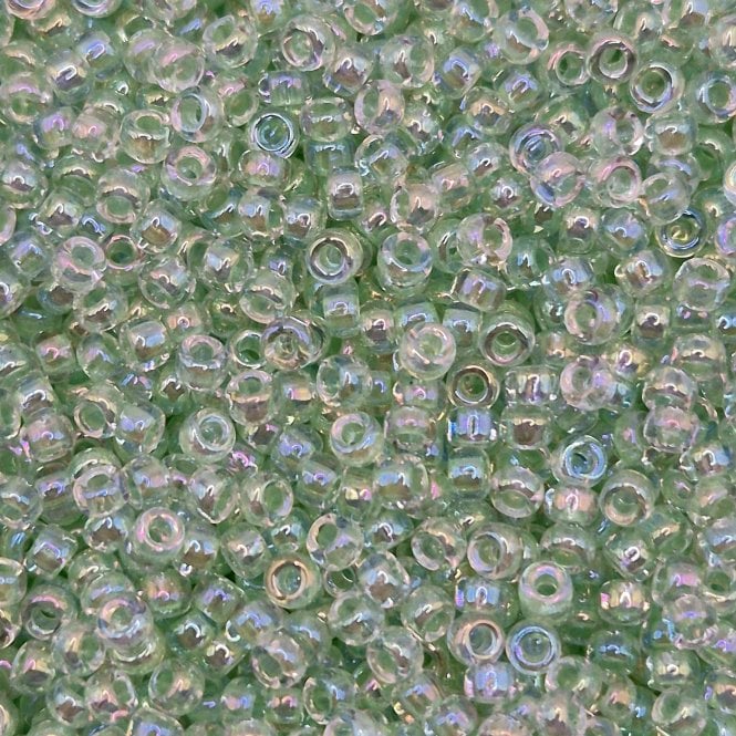  Seed Beads 11/0 - Light Mint Green Lined Crystal AB - 10g