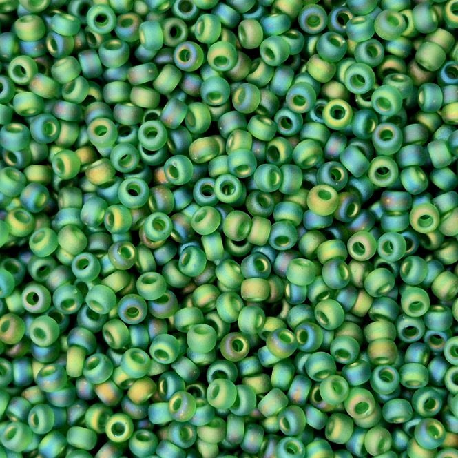  Seed Beads 11/0 - Matte Transparent Green AB - 10g
