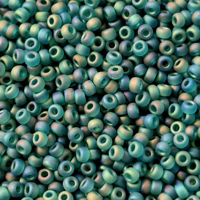  Seed Beads 11/0 - Matte Transparent Teal AB - 10g