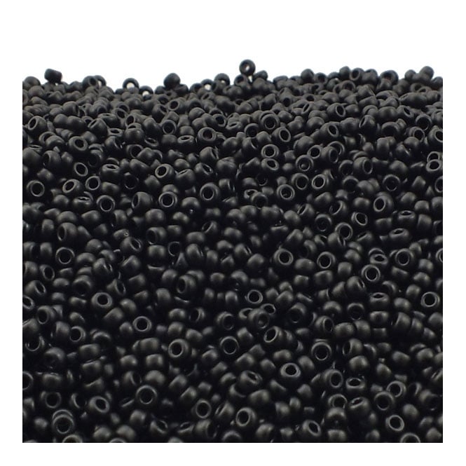  Seed Beads 11/0 - Opaque Frosted Black - 10g