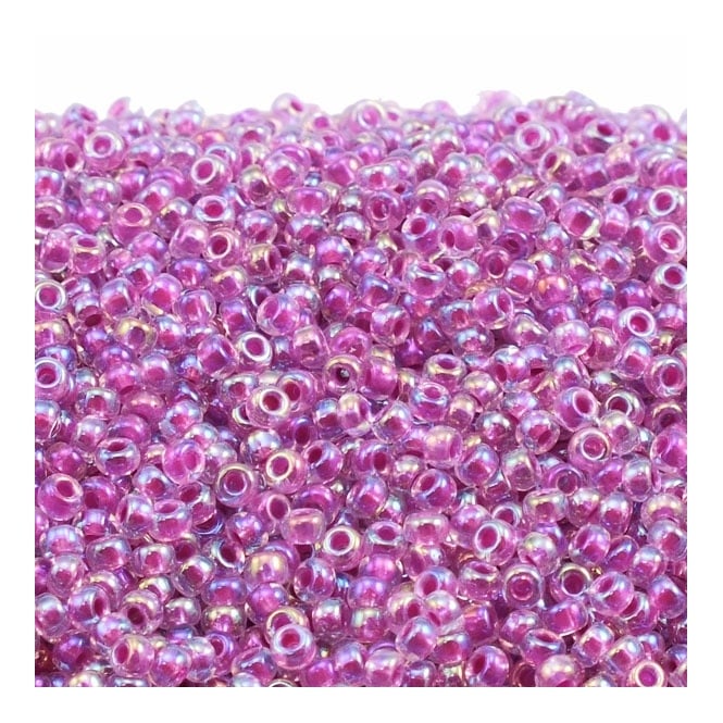  Seed Beads 11/0 - Raspberry Lined Crystal AB - 10g