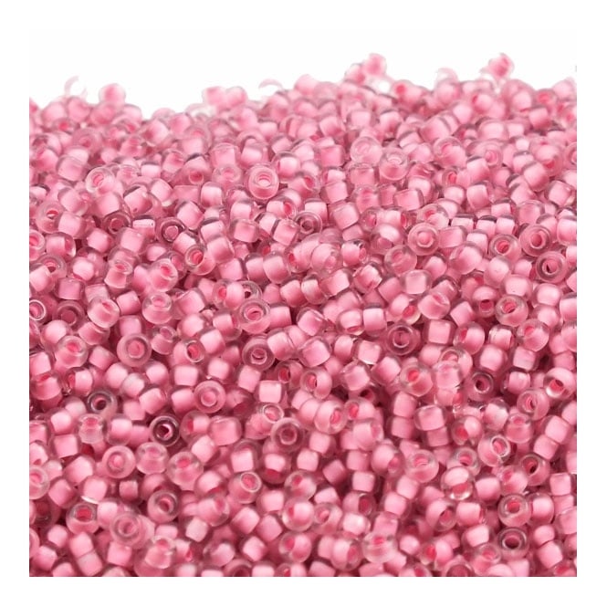  Seed Beads 11/0 - Semi Matte Rose Lined Crystal - 10g