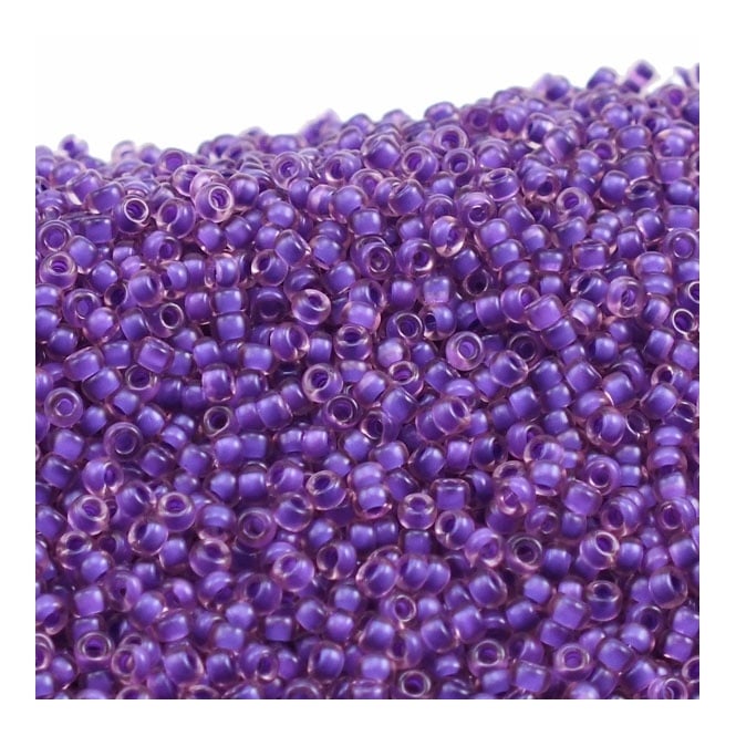  Seed Beads 11/0 - Semi Matte Violet/ Lined Light Amethyst - 10g