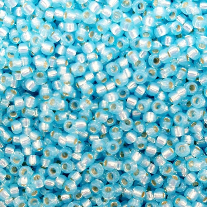  Seed Beads 11/0 - Silver Lined Aqua AB - 10g