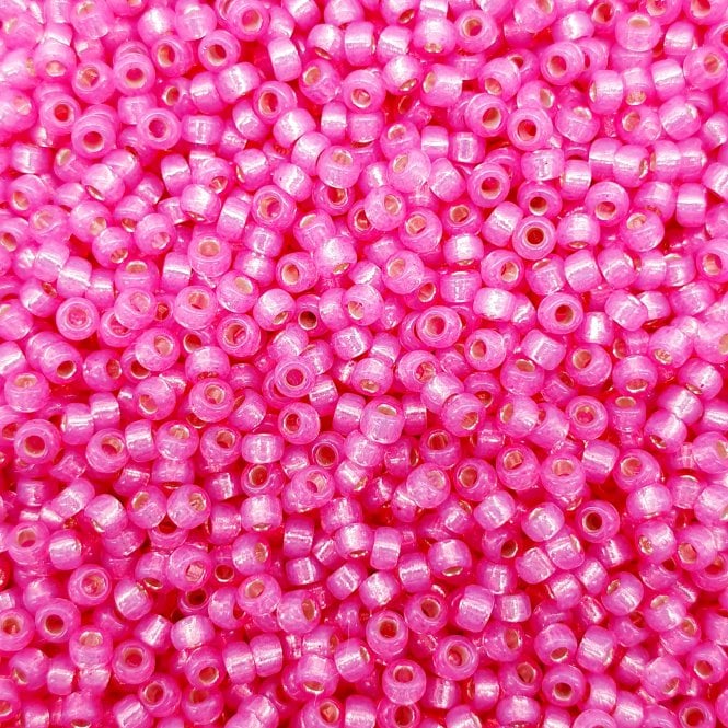  Seed Beads 11/0 - Silver Lined Dark Pink AB - 10g