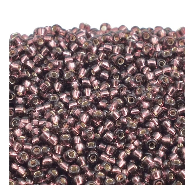  Seed Beads 11/0 - Silver Lined Dark Smoky Amethyst - 10g