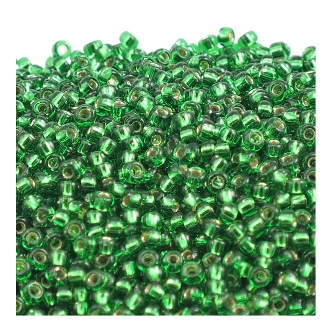  Seed Beads 11/0 - Silver Lined Green - 10g