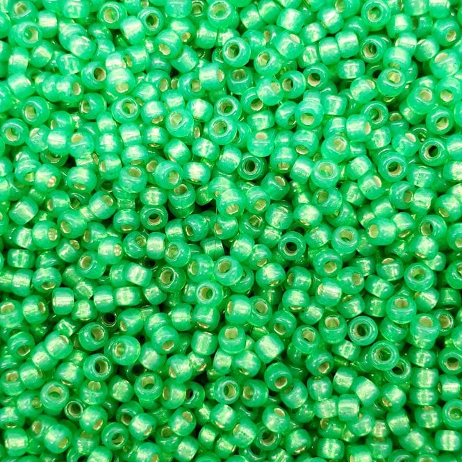  Seed Beads 11/0 - Silver Lined Light Green AB - 10g