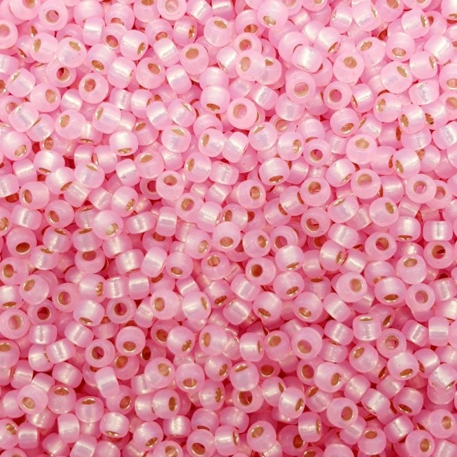  Seed Beads 11/0 - Silver Lined Light Pink AB - 10g