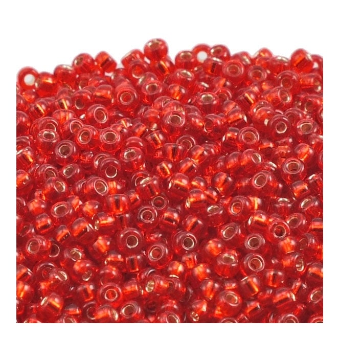  Seed Beads 11/0 - Silver Lined Red - 10g