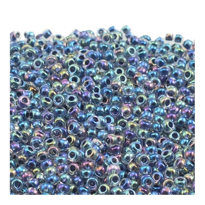  Seed Beads 11/0 - Variegated Blue Lined Crystal AB - 10g