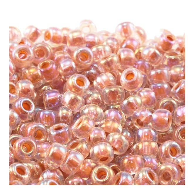  Seed Beads 6/0 - Dark Peach Lined Crystal AB - 10g