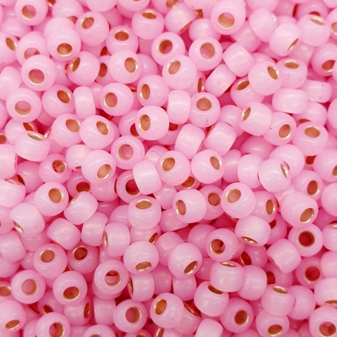  Seed Beads 6/0 - Dyed Light Pink Silver Lined Alabaster - 10g