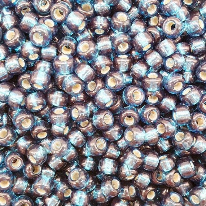  Seed Beads 6/0 - Dyed Silver Lined Blue Zircon - 10g