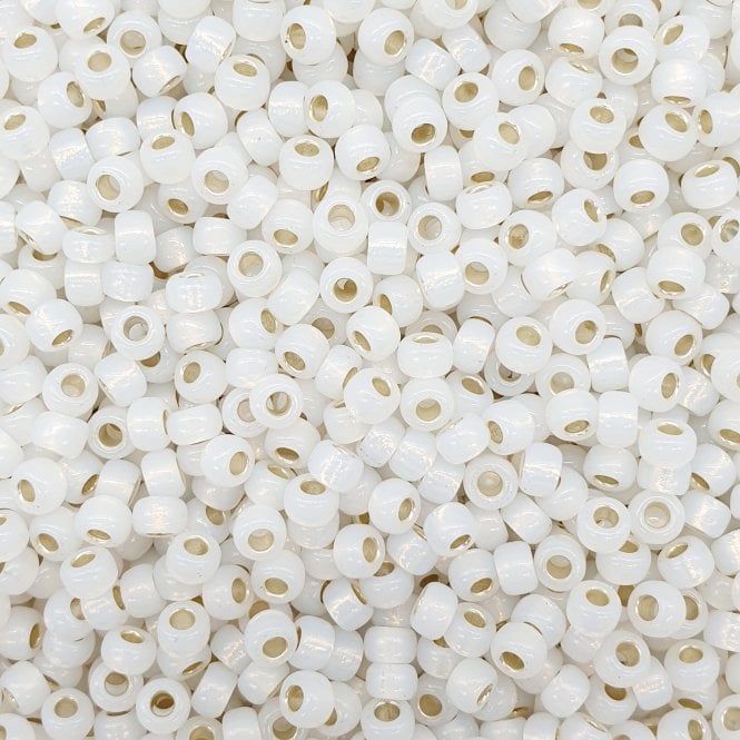  Seed Beads 6/0 - Gilt Lined White Opal - 10g