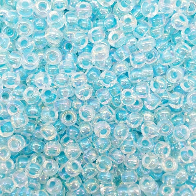  Seed Beads 6/0 - Glacier Blue Lined Crystal AB - 10g
