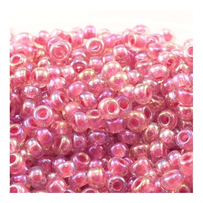  Seed Beads 6/0 - Hot Pink Lined Crystal AB - 10g
