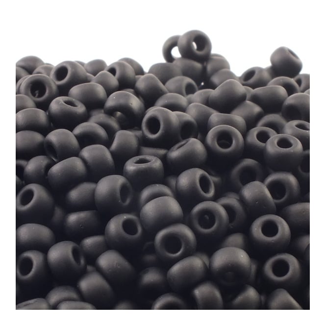  Seed Beads 6/0 - Matte Black - 10g