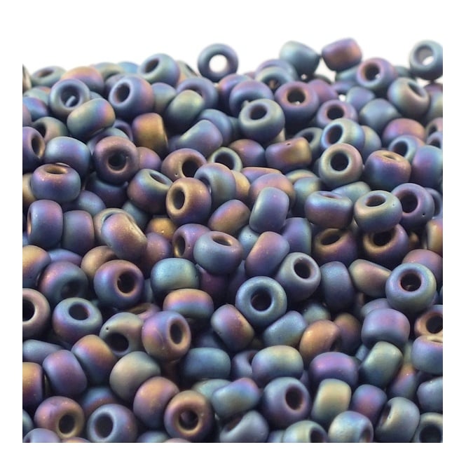  Seed Beads 6/0 - Matte Black AB - 10g