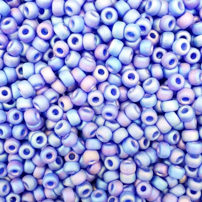  Seed Beads 6/0 - Matte Transparent Cobalt AB - 10g