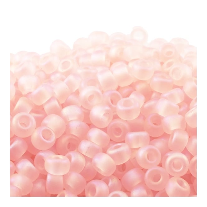  Seed Beads 6/0 - Matte Transparent Pale Pink AB - 10g