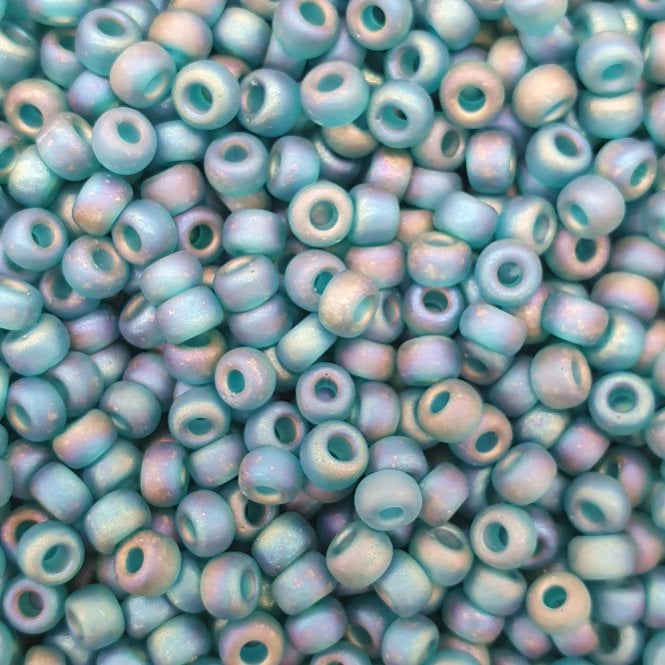  Seed Beads 6/0 - Matte Transparent Teal AB - 10g