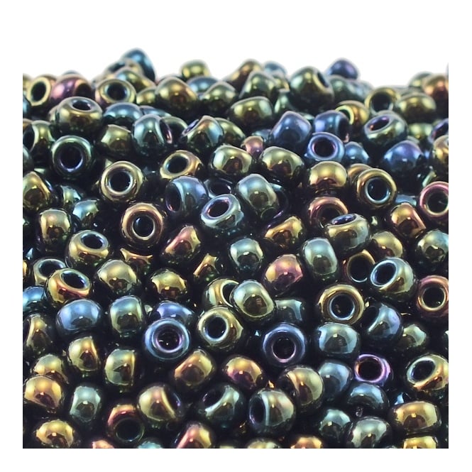  Seed Beads 6/0 - Metallic Olive Iris - 10g