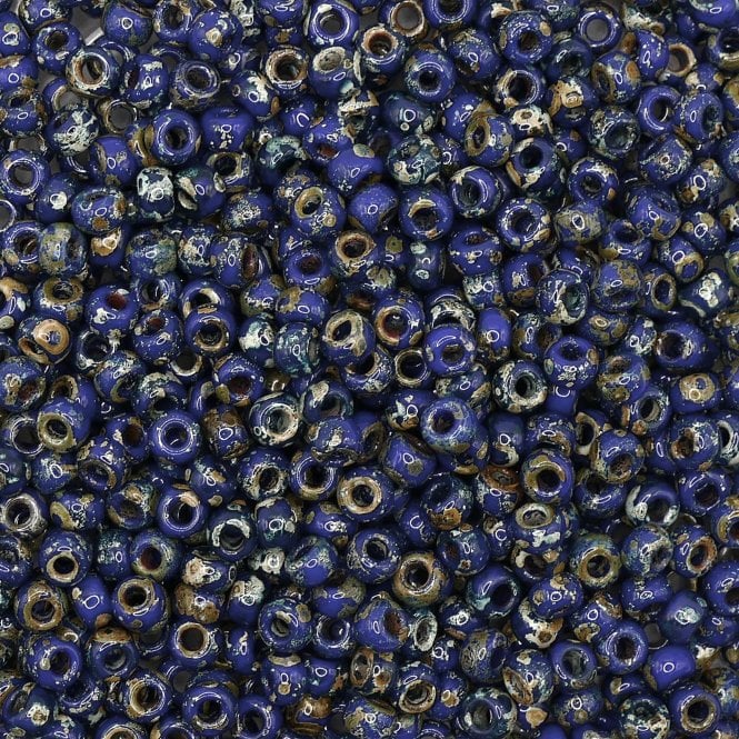  Seed Beads 6/0 - Picasso Opaque Cobalt - 10g