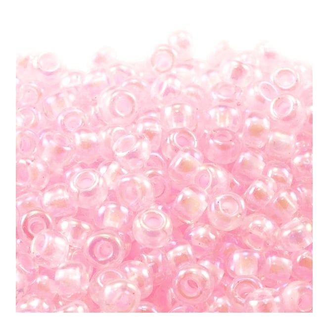  Seed Beads 6/0 - Pink Lined Crystal AB - 10g