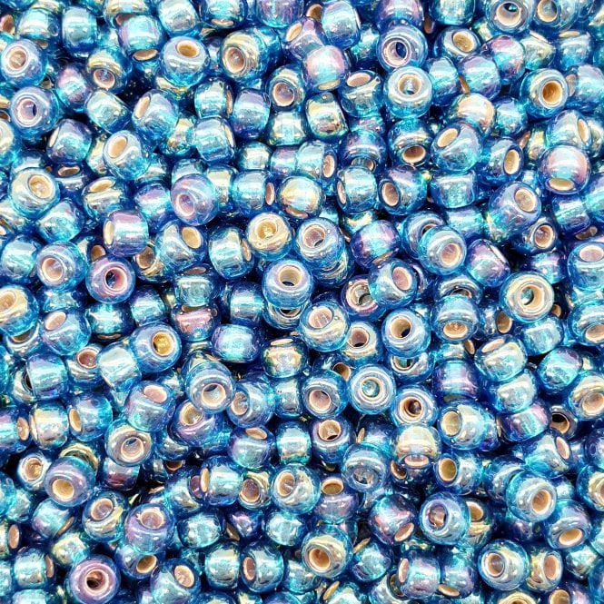  Seed Beads 6/0 - Silver Lined Capri Blue - 10g