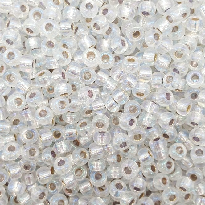 Seed Beads 6/0 - Silver Lined Crystal AB - 10g