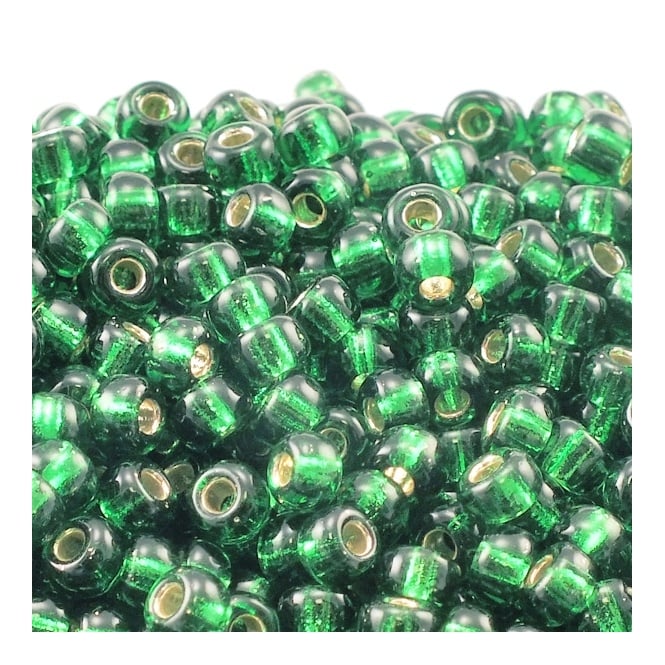  Seed Beads 6/0 - Silver Lined Green - 10g