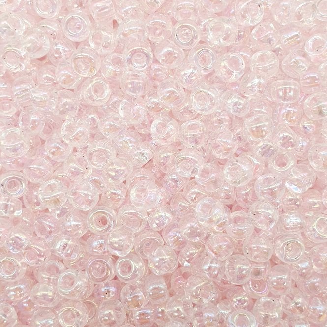  Seed Beads 6/0 - Transparent Pale Pink AB - 10g