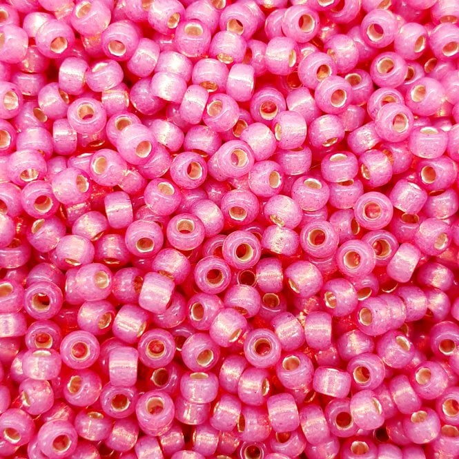  Seed Beads 8/0 - Dyed Dark Rose Silver Lined Alabaster - 10g
