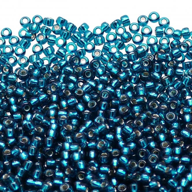  Seed Beads 8/0 - Dyed Silver Lined Blue Zircon - 10g