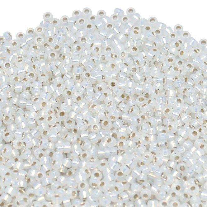  Seed Beads 8/0 - Gilt-Lined White Opal - 10g