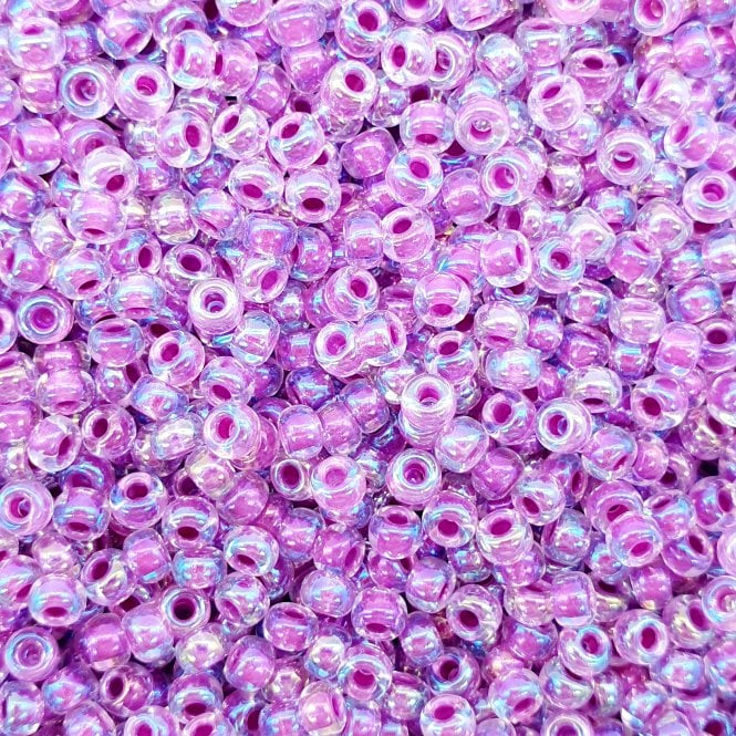  Seed Beads 8/0 - Raspberry Lined Crystal AB - 10g