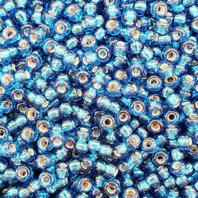  Seed Beads 8/0 - Silver Lined Capri Blue - 10g