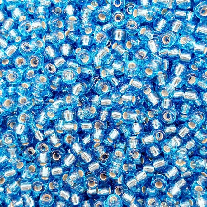  Seed Beads 8/0 - Silver Lined Dark Aqua - 10g