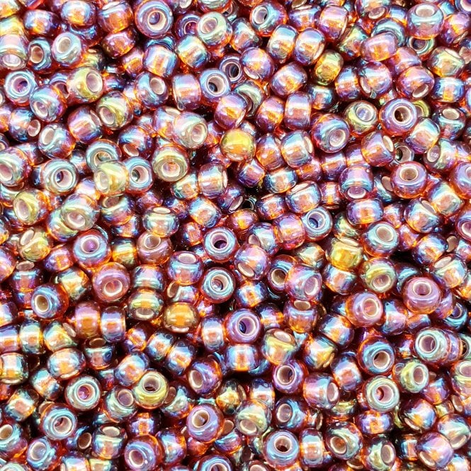  Seed Beads 8/0 - Silver Lined Dark Topaz AB - 10g