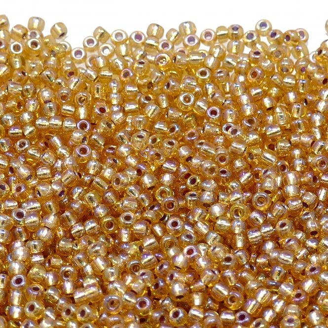  Seed Beads 8/0 - Silver Lined Gold AB - 10g