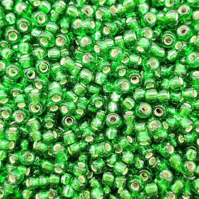  Seed Beads 8/0 - Silver Lined Green - 10g