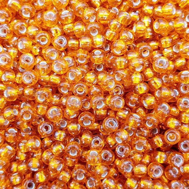  Seed Beads 8/0 - Silver Lined Orange - 10g