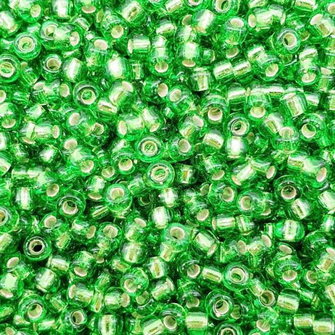  Seed Beads 8/0 - Silver Lined Transparent Green - 10g