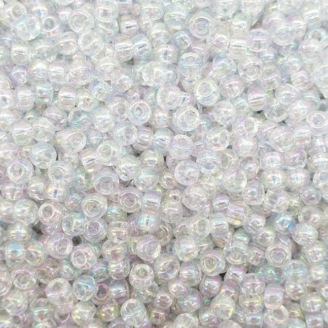  Seed Beads 8/0 - Transparent Light Blue Gold Lustre - 10g