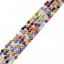 Multi Colour Cubic Zirconia Faceted Round Beads 4mm - 39cm String