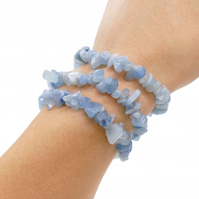 Natural Chip Bead Stretch Bracelet - Aquamarine - 1pc