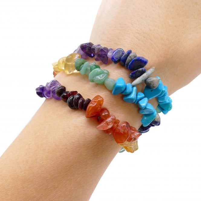 Natural Chip Bead Stretch Bracelet - Chakra Stones - 1pc