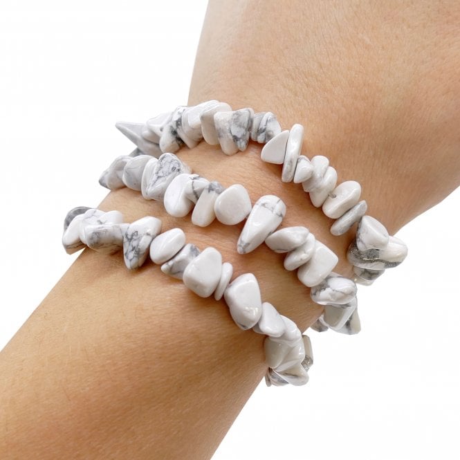 Natural Chip Bead Stretch Bracelet - Howlite - 1pc